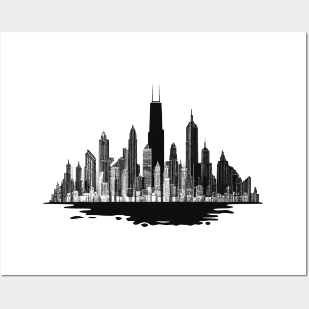 Abstract Chicago Cityscape Wall Art by HappyDigital